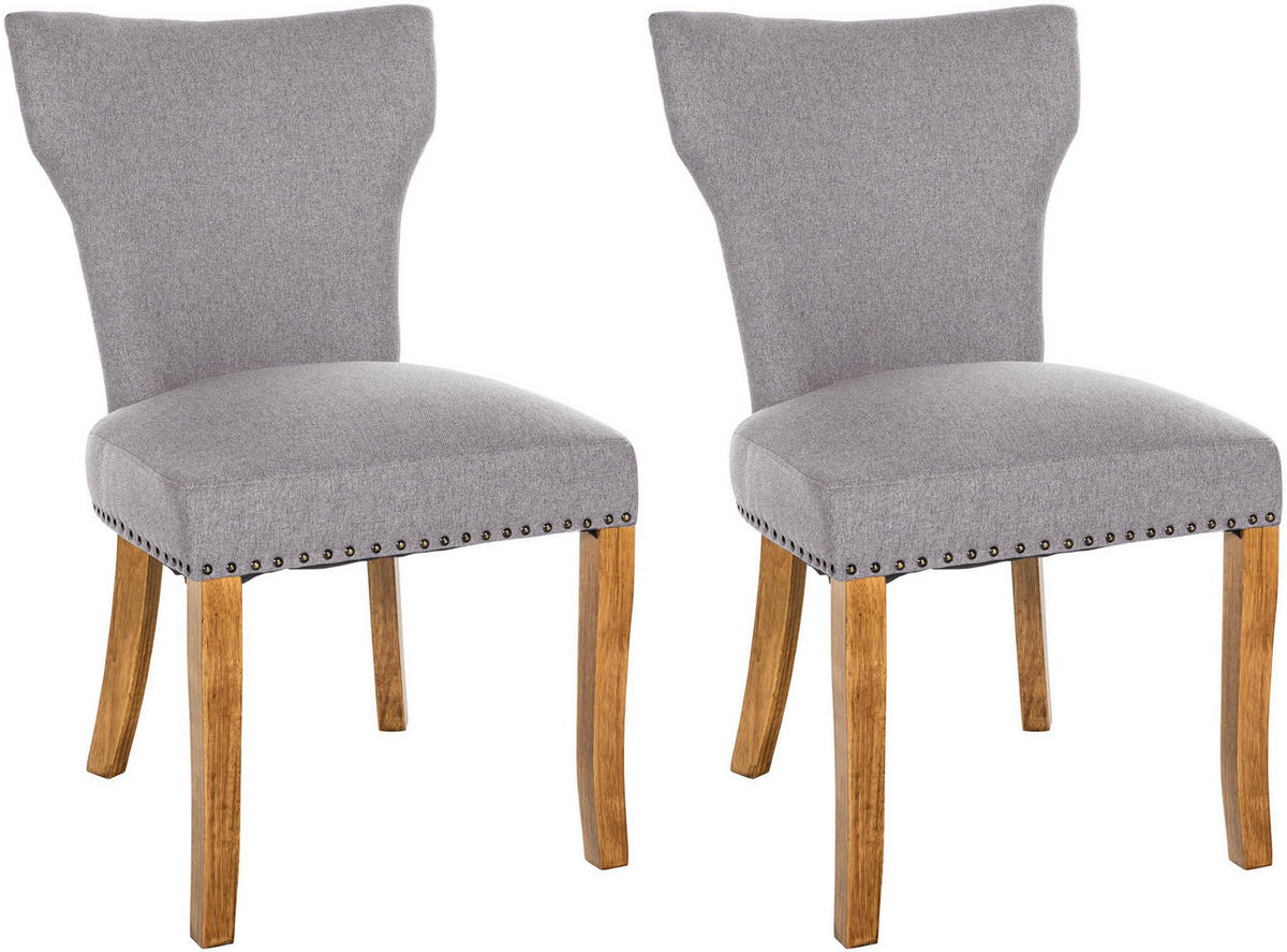 WOHNZIMMERSTUHL 2er Set Stoff grau - Naturfarben/Grau, Holz/Textil (52/90/59cm) - CLP