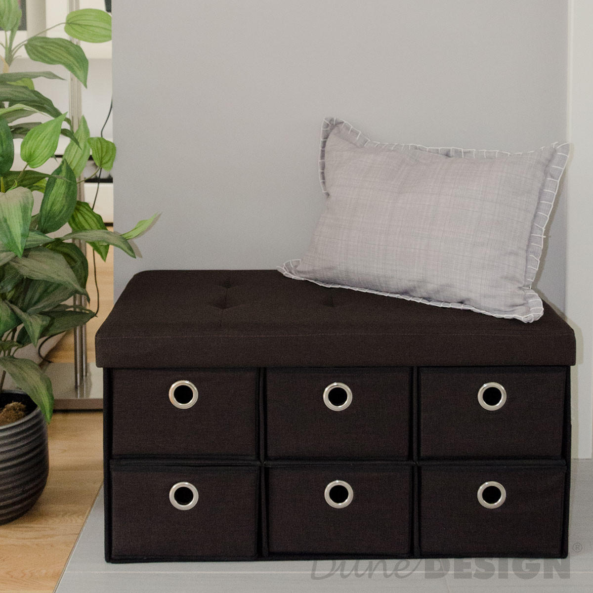 SITZBANK Faltbar, 76/38/38 cm, mit 6 Schubladen, 80 Liter, Dunkelbraun - Braun, Textil (38/38/76cm) - Dunedesign