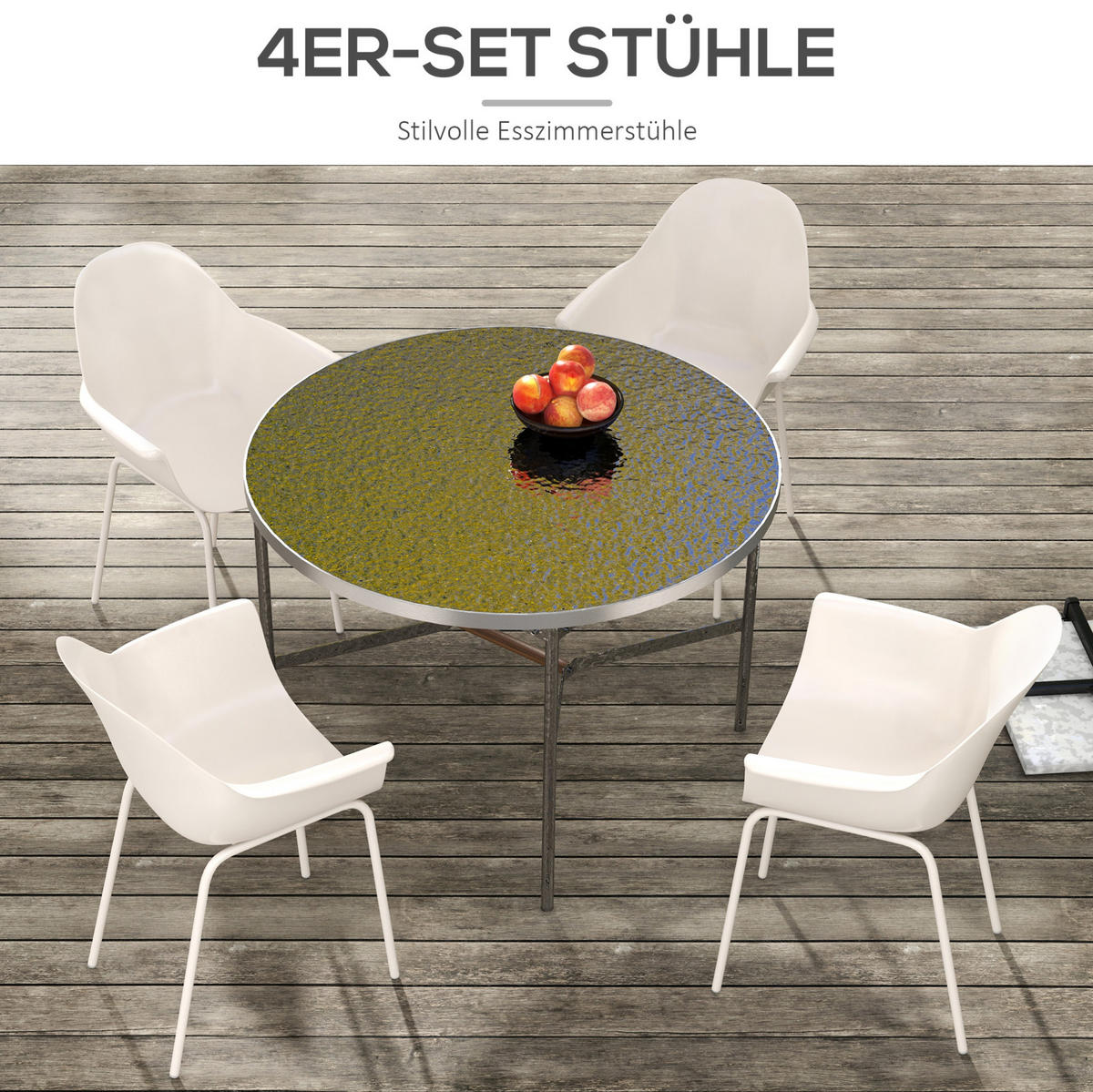 GARTENSTUHL 59/55/84 cm im 4er-Set mit Armlehnen und hoher Rückenlehne, Grau - Grau, Kunststoff (55/84/59cm) - Redom