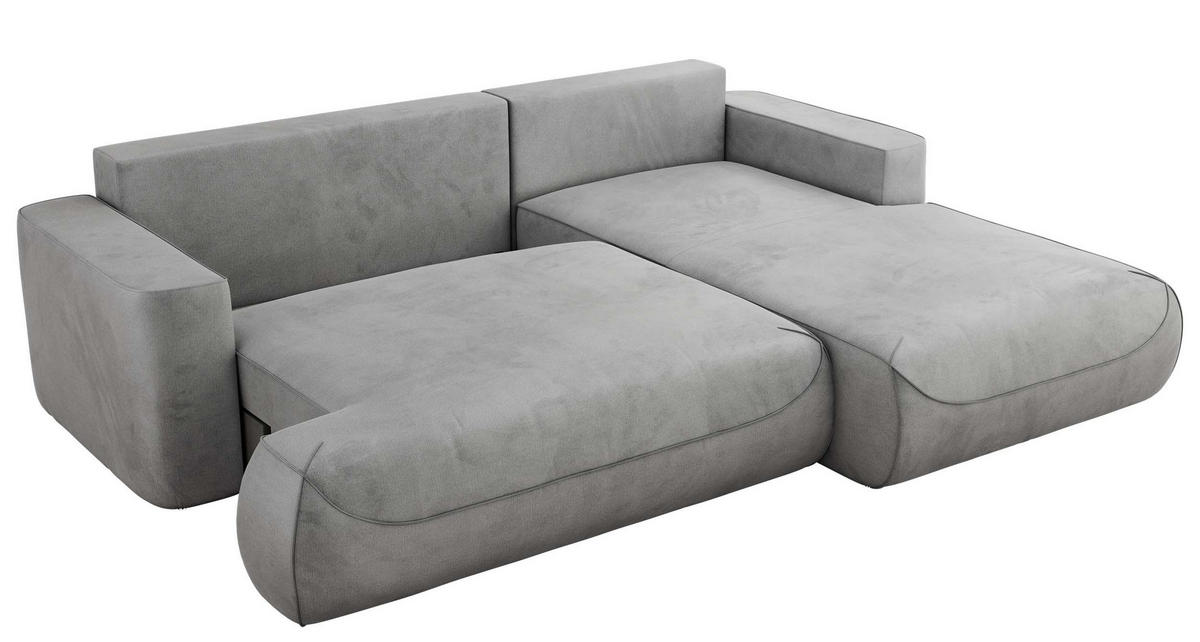 ECKSOFA OVO L Hellgrau Velvet - Rechts Seite - Hellgrau/Schwarz, Kunststoff/Textil (195/271cm) - MKS
