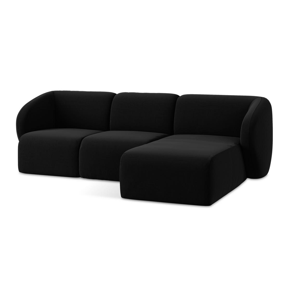ECKSOFA Rechts Samt Stoff Schwarz - Schwarz, Holzwerkstoff/Kunststoff (248/166cm) - LaMiaSofa