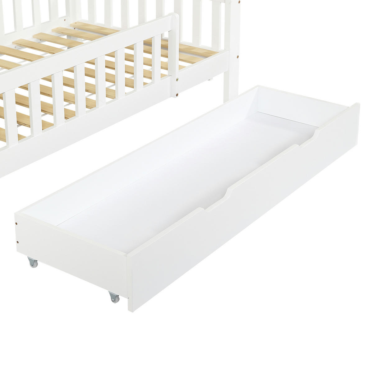 ETAGENBETT Kinderbett mit Lesetisch Weiß - Weiß, Holz (90/200cm) - ComfortXL