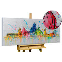 RUČNE MAĽOVANÝ AKRYLOVÝ OBRAZ 120/60 cm, viacfarebný, krajinný motív - viacfarebná, drevo/textil (120/60cm) - KUNSTLOFT