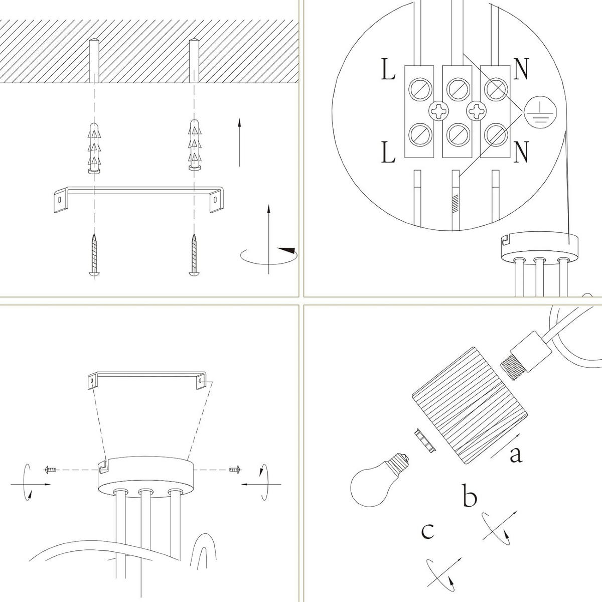 DECKENSTRAHLER Brennau 22/22/43.5 cm - Schwarz, Metall (43.5/22/22cm) - ZMH