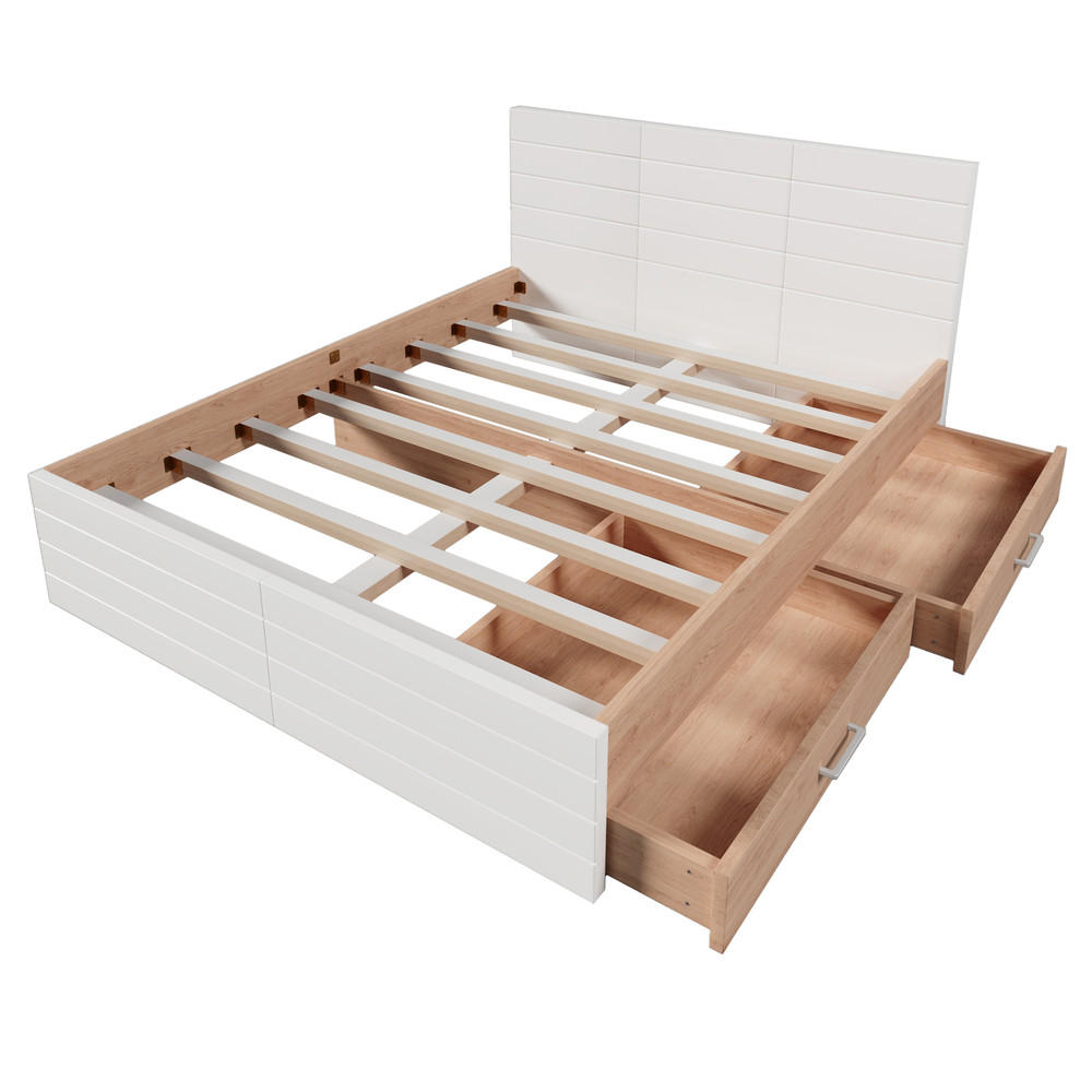 DOPPELBETT 140x200cm Holzbett Modern 2 Schubladen Eiche-Weiß - Weiß, Holz - FLIEKS