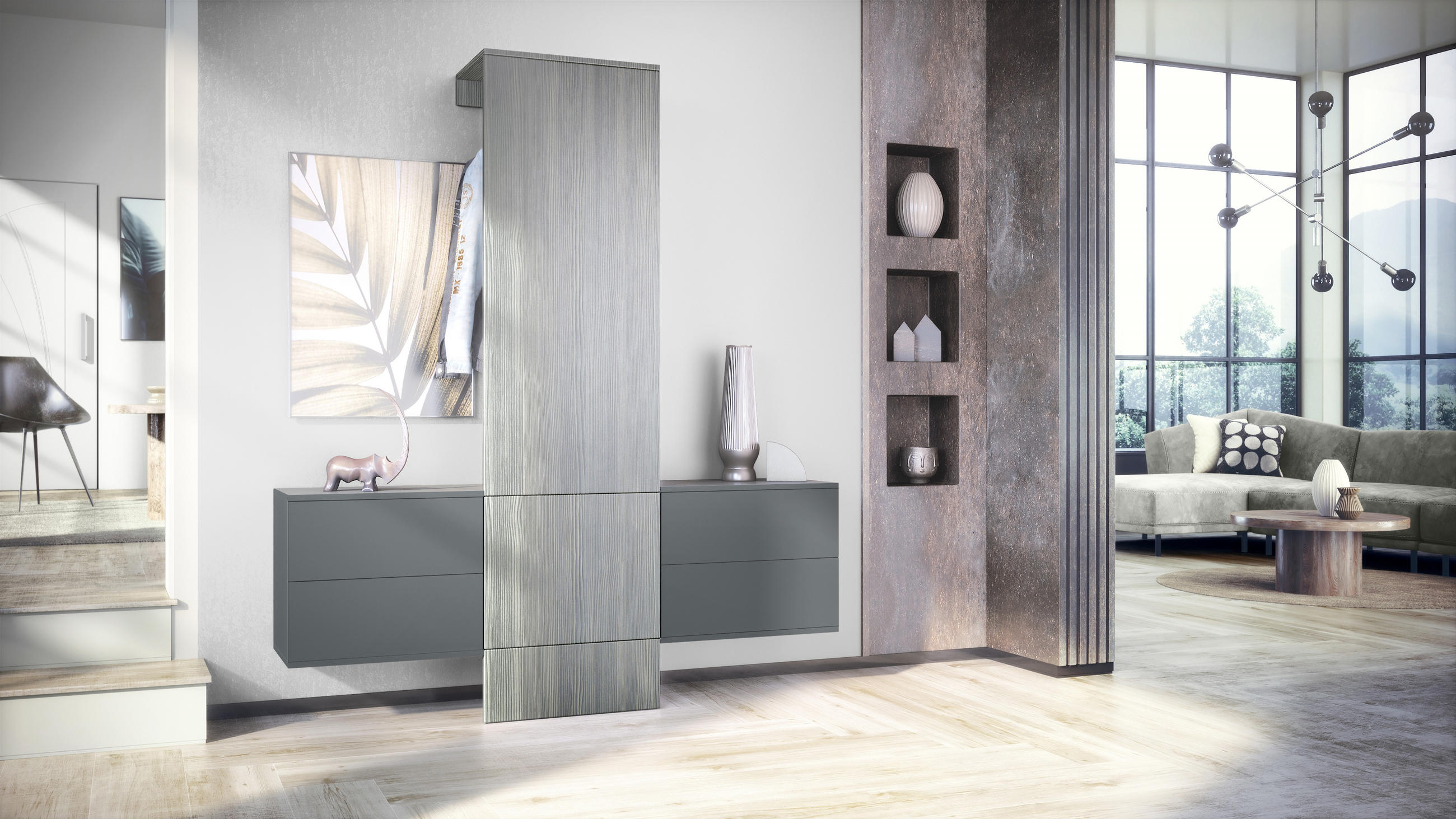 GARDEROBE Carlton Paneel in Avola-Anthrazit - Anthrazit, Holzwerkstoff (157/193/35cm) - Vladon