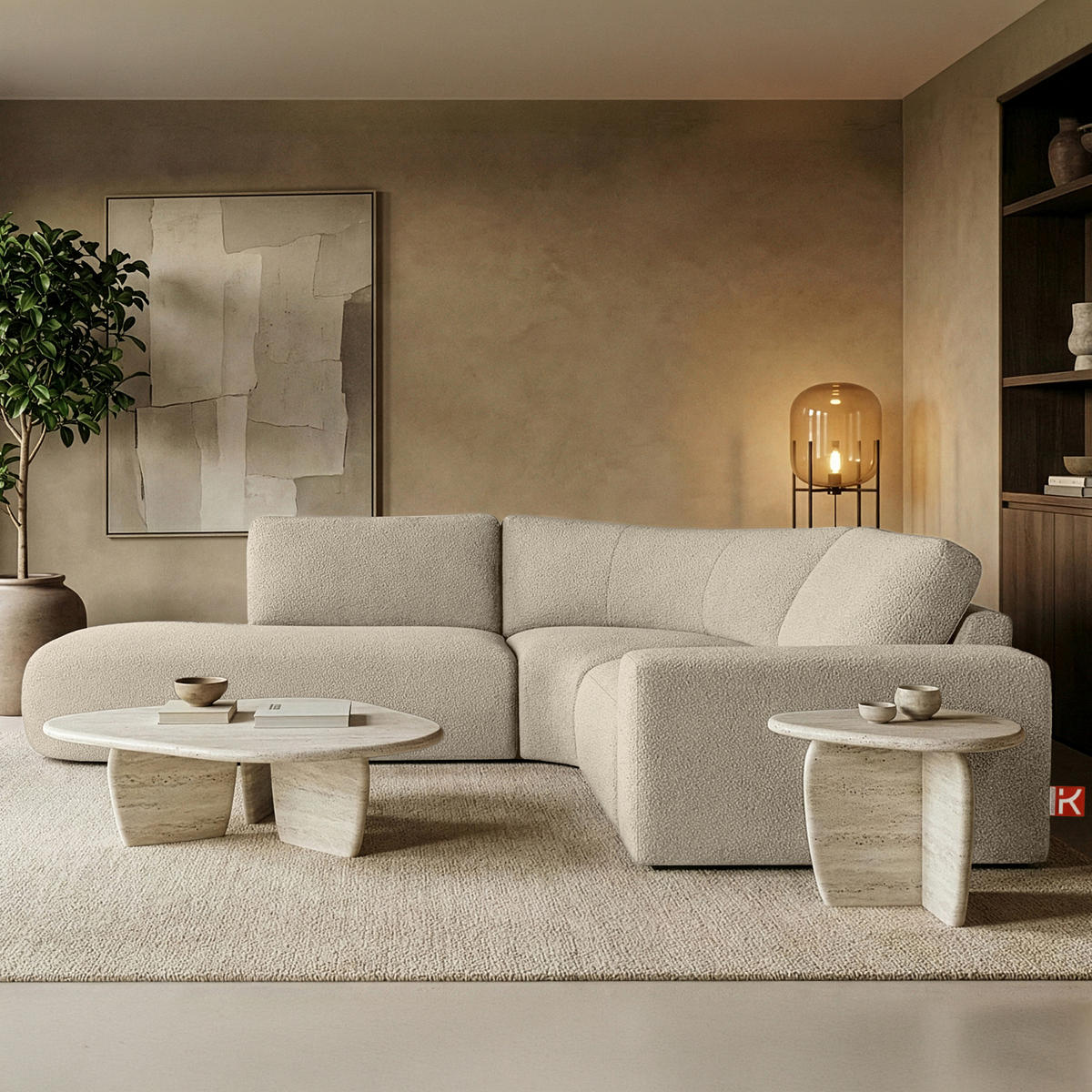 ECKSOFA LINKS ZUCCO, Hellbeige - Hellbraun, Holz/Holzwerkstoff (224/293cm) - KONSIMO®