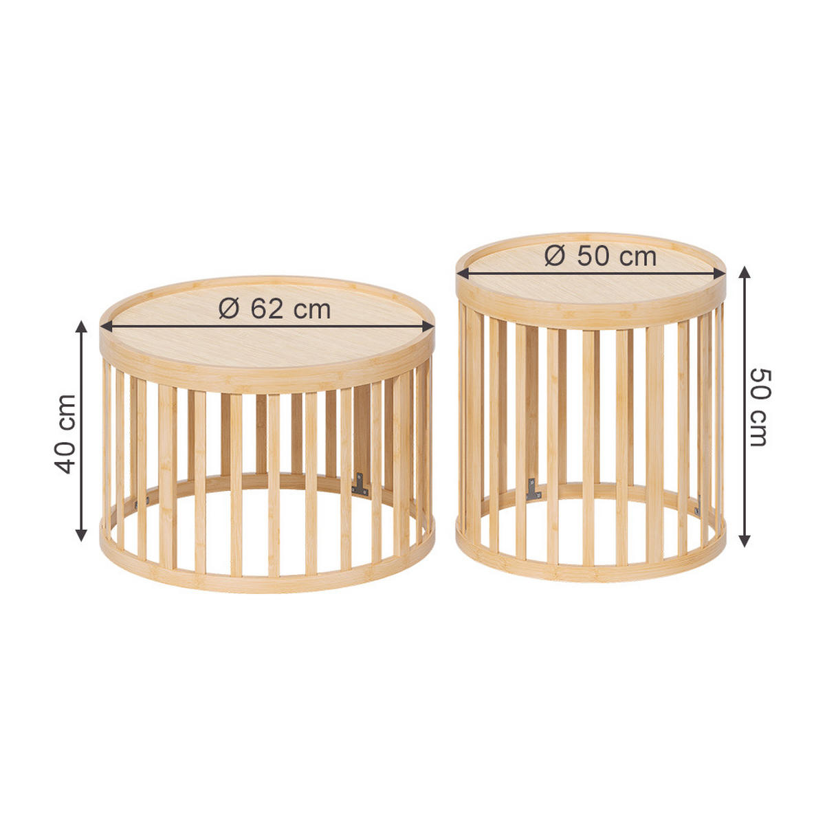 SET STOLOVA ZA KAVU Enara, Bambus/Bambus, x + mit 2 Teilen - zelena, drvni materijal (50.5/50.5/50cm) - Vicco