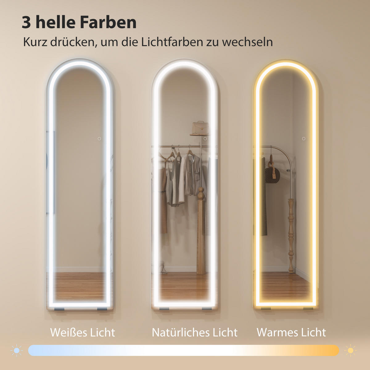 STANDSPIEGEL DE-09847 Weiß - Weiß, Glas (40/150/2.9cm) - ComfortXL