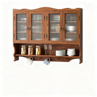 KÜCHENSCHRANK MIT 4 TÜREN UND HAKENLEISTE, Massivholz und Glas, Braun, Retro Badezimmerschrank, 100/80/20 cm - Braun, Kunststoff (20/80/100cm) - Rolipo