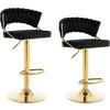 BARHOCKER 2er Set, mit geflochtener Rückenlehne, Samt, Schwarz - Goldfarben/Schwarz, Textil/Metall (48/83/46.5cm) - Woltu