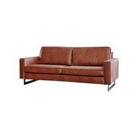 SOFA VILNIUS Braun Kunstleder - Dunkelbraun/Schwarz, Textil (206/85/99cm) - KAWOLA