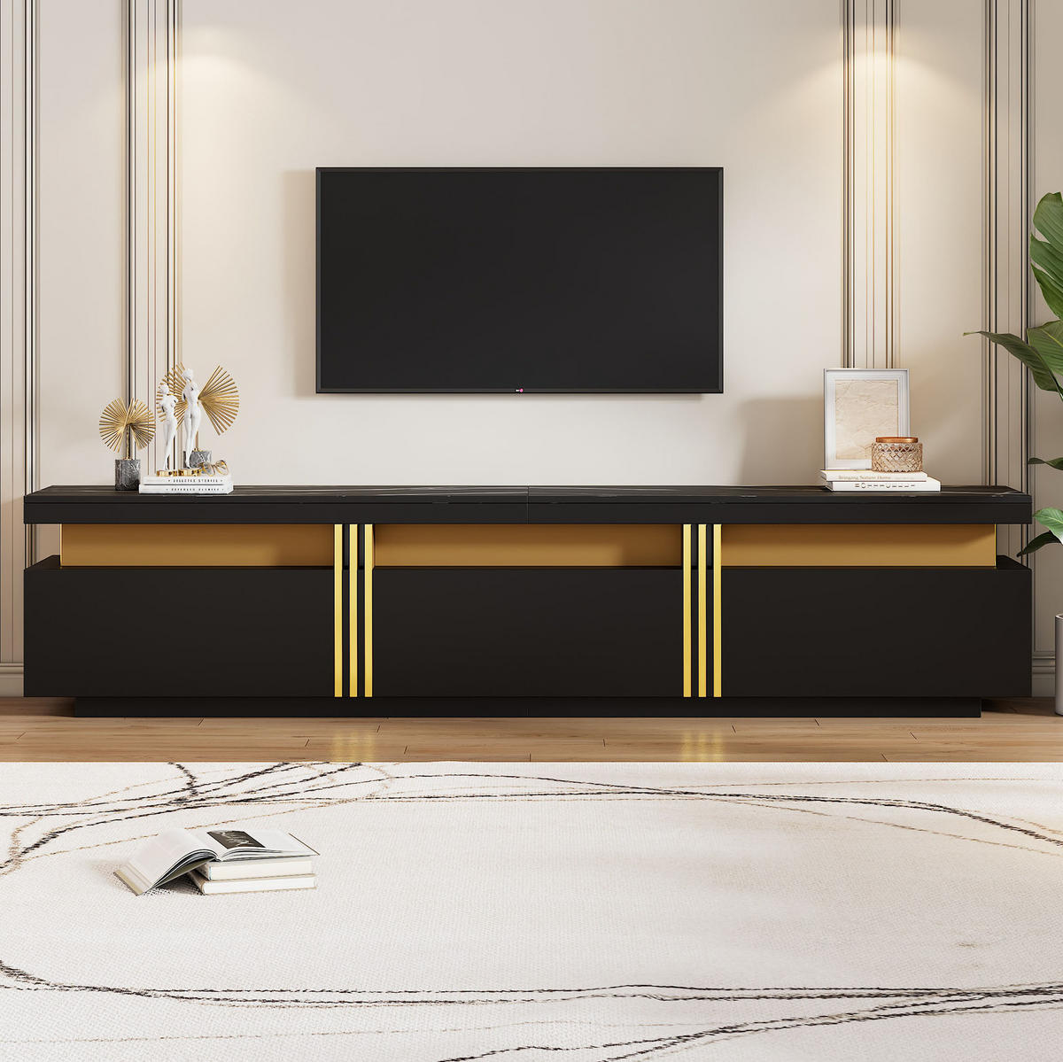 TV-ELEMENT mit 3 Schubladen 200 x 40 x 42 cm Schwarz - Schwarz, Holzwerkstoff (40/42/200cm) - Beauniv