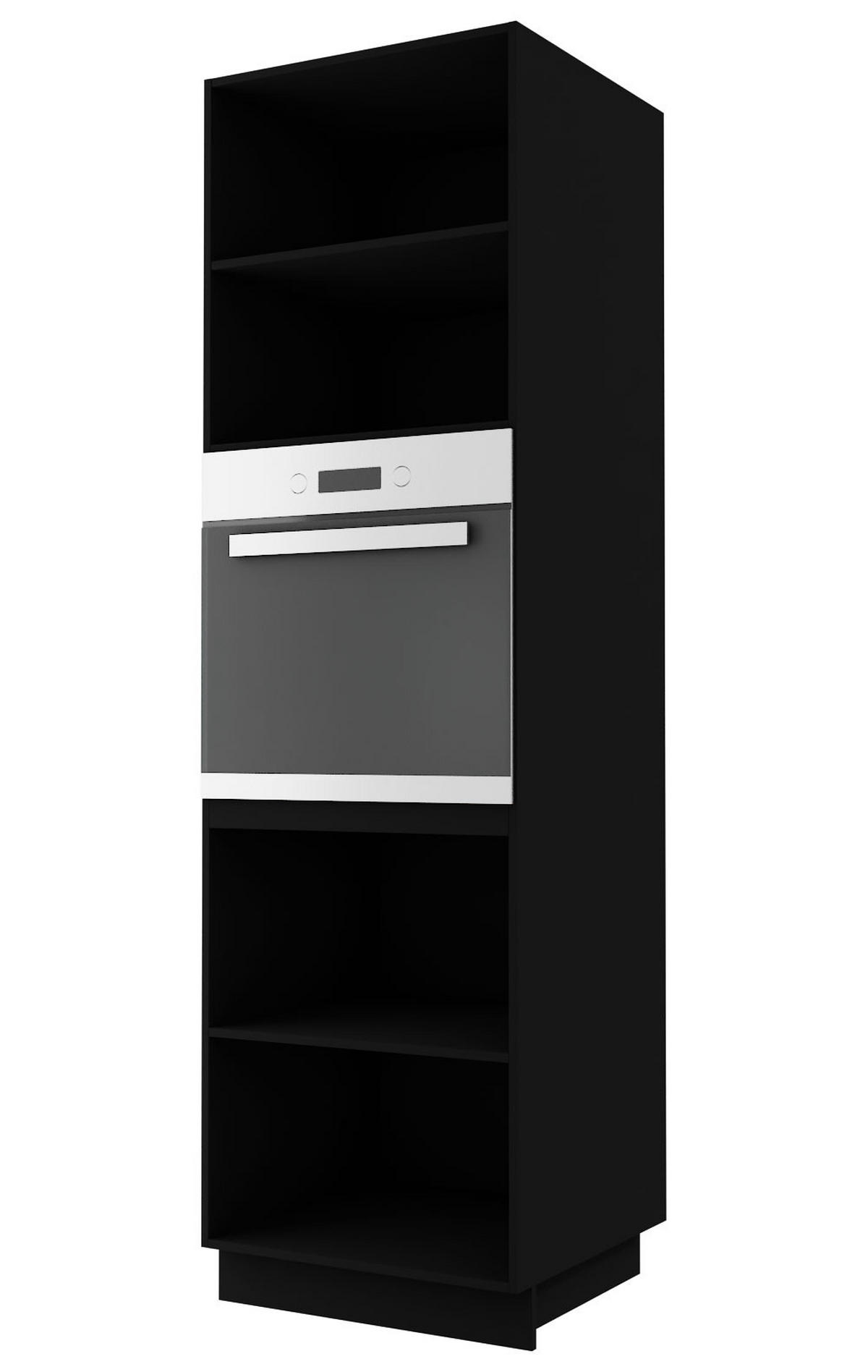 BACKOFENUMBAUSCHRANK Brerra D14/RU/2D RAL 9001 creme Hochglanz / Schwarz Matt 60 / 59 / 207cm - Creme/Schwarz, Holz/Holzwerkstoff (60/207/59cm) - Feldmann-Wohnen