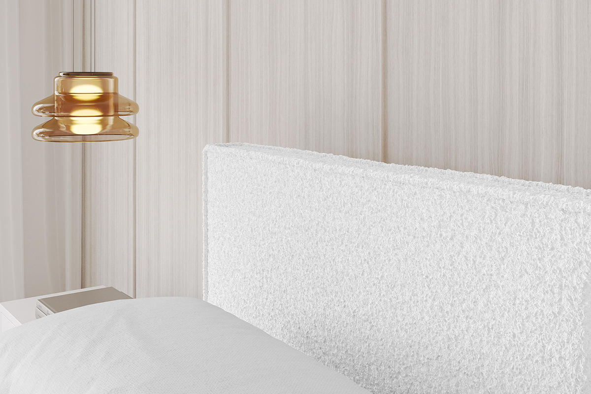 POLSTERBETT mit Bettkasten und Lattenrost, Bett mit Matratze H3/H4 - EMMI-V1 180x200 Weiß - Weiß, Holzwerkstoff/Textil (180/200cm) - ALTDECOR