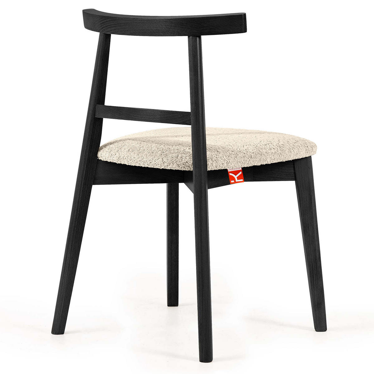 HOLZSTUHL LILIO Esstischstühle, 2-er Set, Bouclé - Creme/Schwarz, Holz/Textil (47/76.5/45cm) - KONSIMO®
