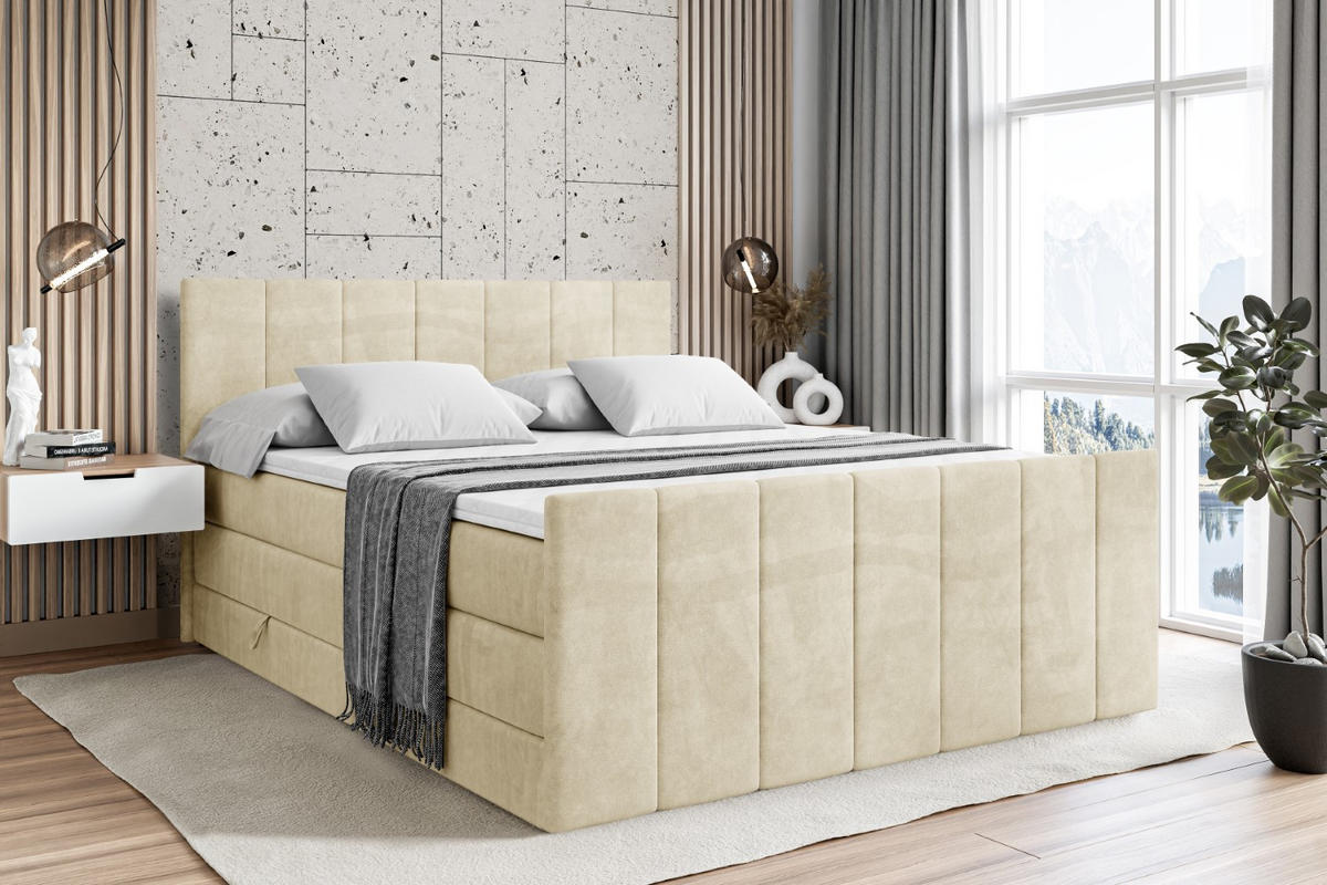 BOXSPRINGBETT MOETI-Z KING - 160x200 - H3/H4 - Beige - Beige, Holzwerkstoff (160/200cm) - ALTDECOR