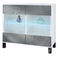 KOMMODE Bari Beton Dunkel Optik - Dunkelgrau, Holzwerkstoff (92.5/84.5/35cm) - Vladon