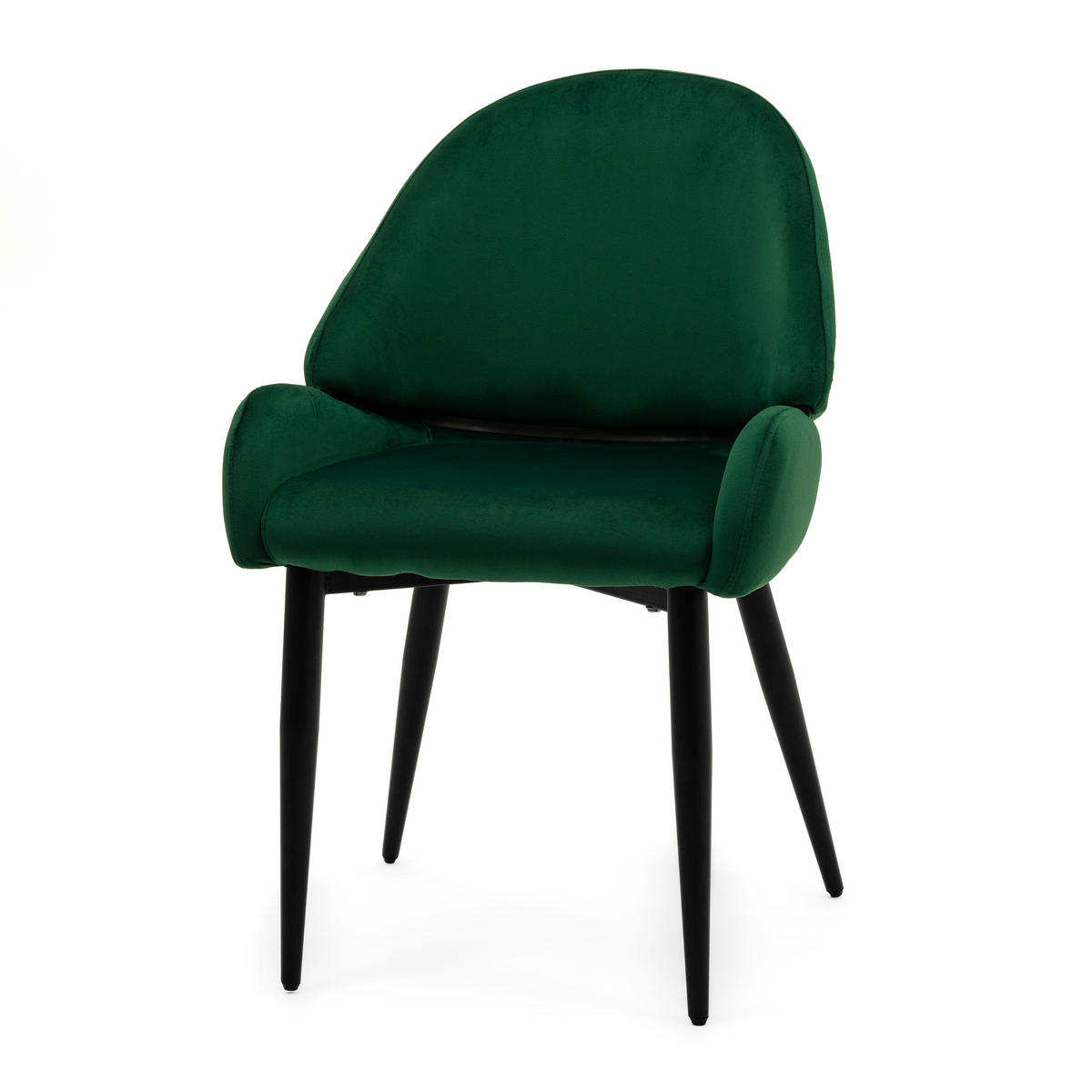 STUHL BERGAMO gepolsterter mit Steppung - grün - Samt Velour - Schwarz/Grün, Textil/Metall (56/91/61cm) - NEW HOME