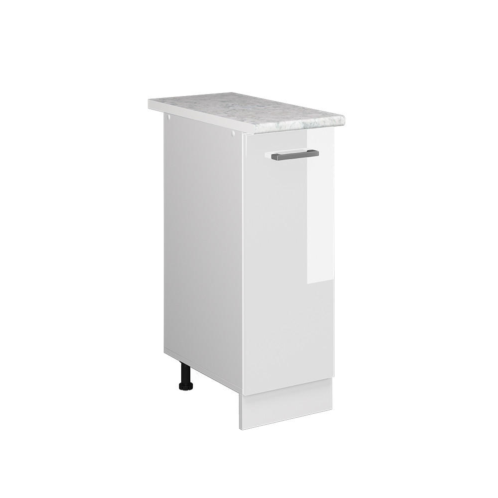APOTHEKERSCHRANK R-Line Weiß Hochglanz 30 cm, AP Marmor - Weiß Hochglanz/Weiß, Holzwerkstoff (30/81.6/60cm) - Vicco