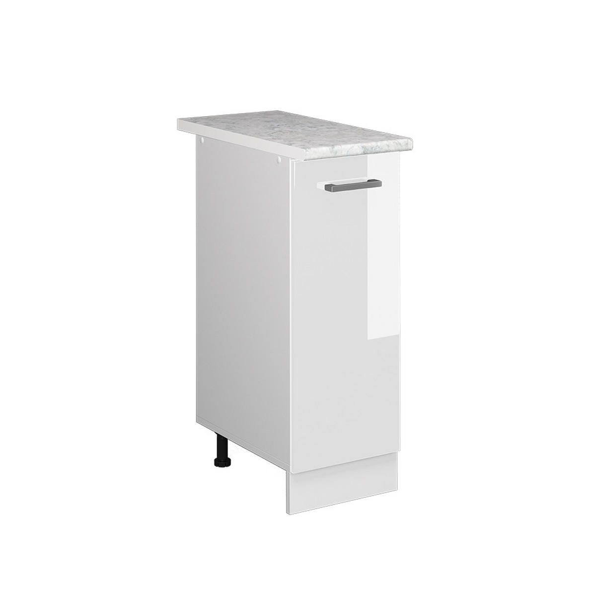 UNTERSCHRANK R-Line Weiß Hochglanz 30 cm mit Tür, mit Arbeitsplatte - Weiß Hochglanz/Weiß, Holzwerkstoff (30/81.6/60cm) - Vicco