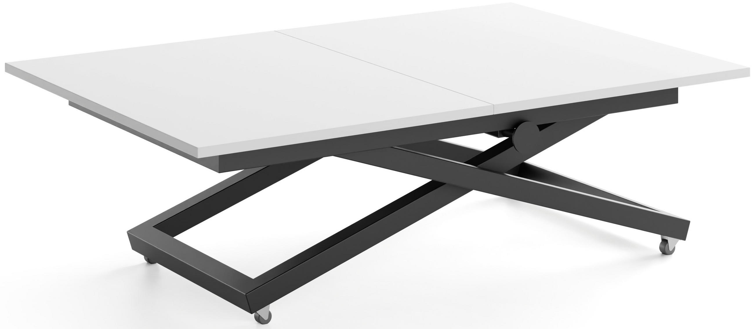 COUCHTISCH Axen höhenverstellbar ausziehbar, Weiß 120-160/80/38-75 cm - Schwarz/Weiß, Holzwerkstoff/Metall (80/160/75cm) - WFL GROUP