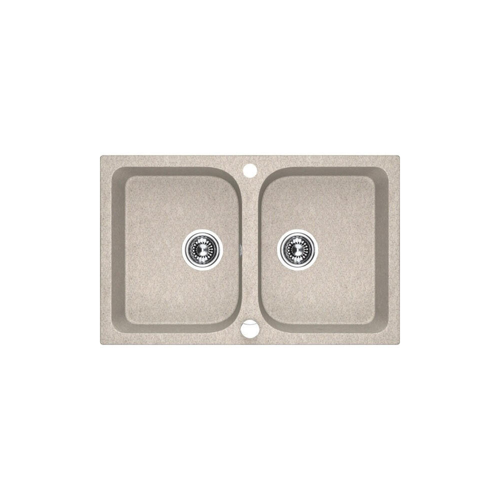 EINBAUSPÜLE Celia Beige, Doppelbecken, 48/76/18,4 cm - Beige, Stein (48/18.4/76cm) - bad land