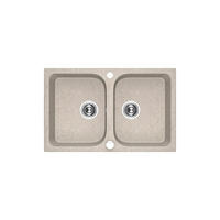 EINBAUSPÜLE Celia Beige, Doppelbecken, 48/76/18,4 cm - Beige, Stein (48/18.4/76cm) - bad land