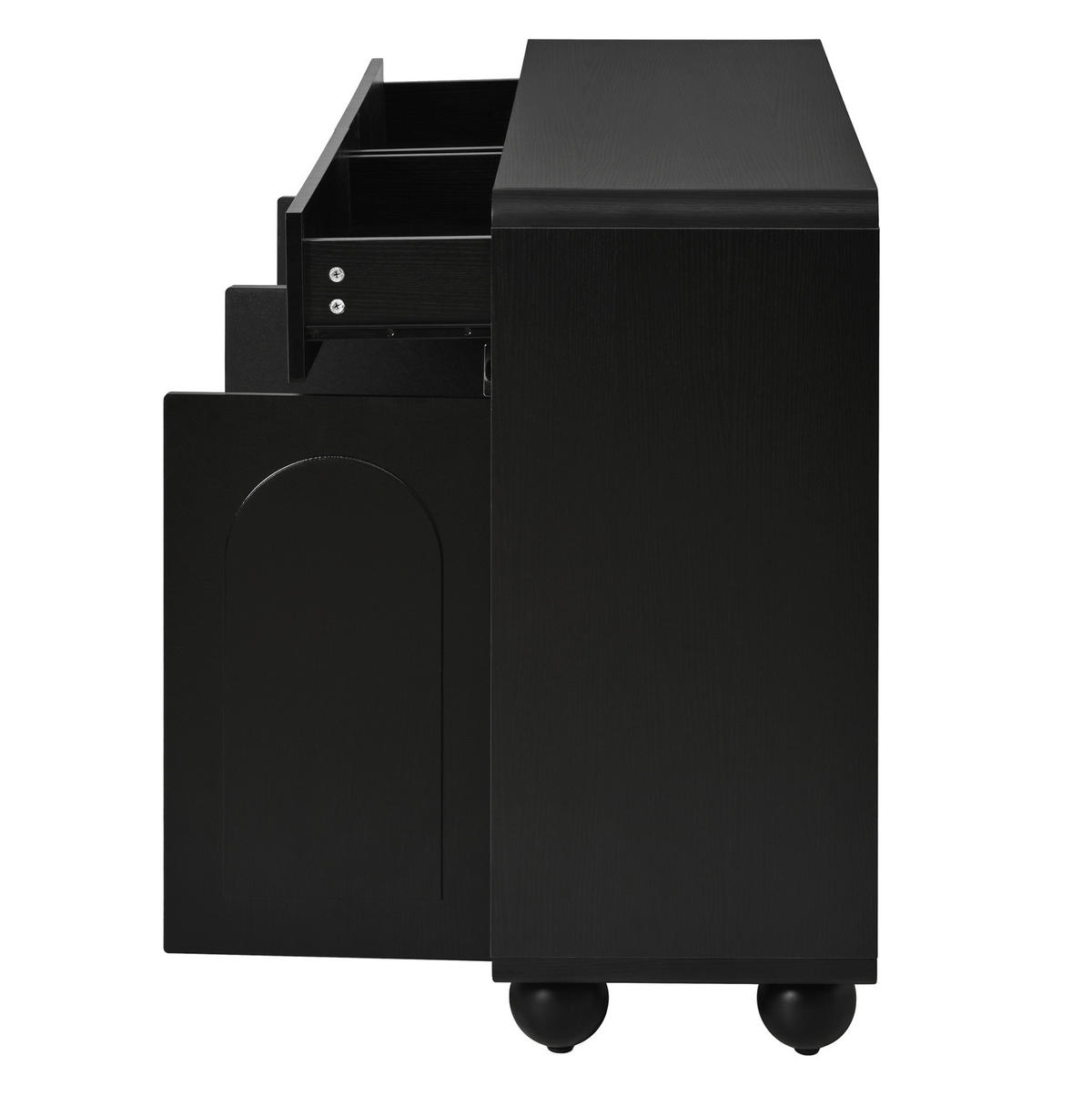SIDEBOARD 140/38/89 cm schwarz aus MDF mit 2 Schubladen - Schwarz, Holzwerkstoff (140/89/38cm) - OKWISH
