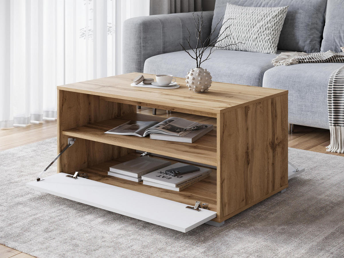 COUCHTISCH Nairobi II S02 - Eiche Wotan/Alufarben, Holzwerkstoff/Kunststoff (55/90/45cm) - MIRJAN24