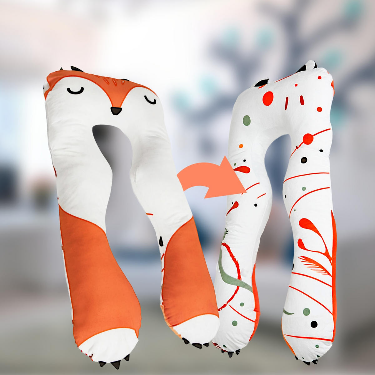 KISSEN für Kinder mit Fuchs - Weiß/Orange, Textil (60/120cm) - KomfortKissen