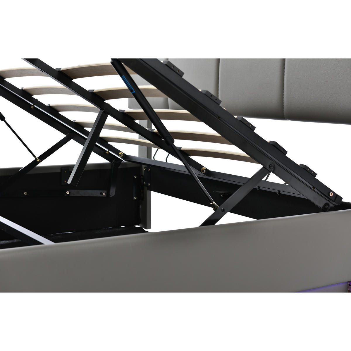 POLSTERBETT 140/200 cm in Grau mit LED und Bettkasten aus Kunstleder - Grau, Holzwerkstoff/Textil (140/200cm) - STILVORA