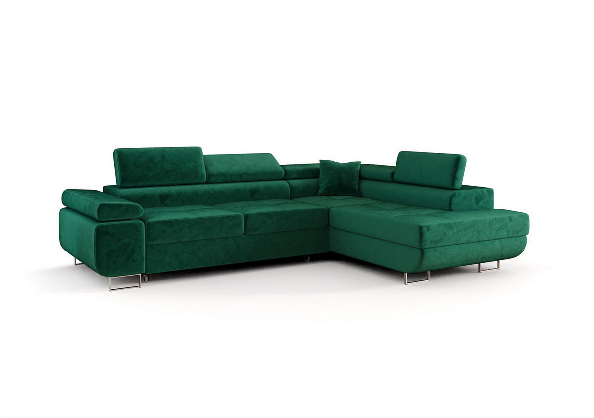 ECKSOFA Monaro Mit Schlaffunktion - Grün, Holzwerkstoff/Textil (275/202cm) - Fun Möbel