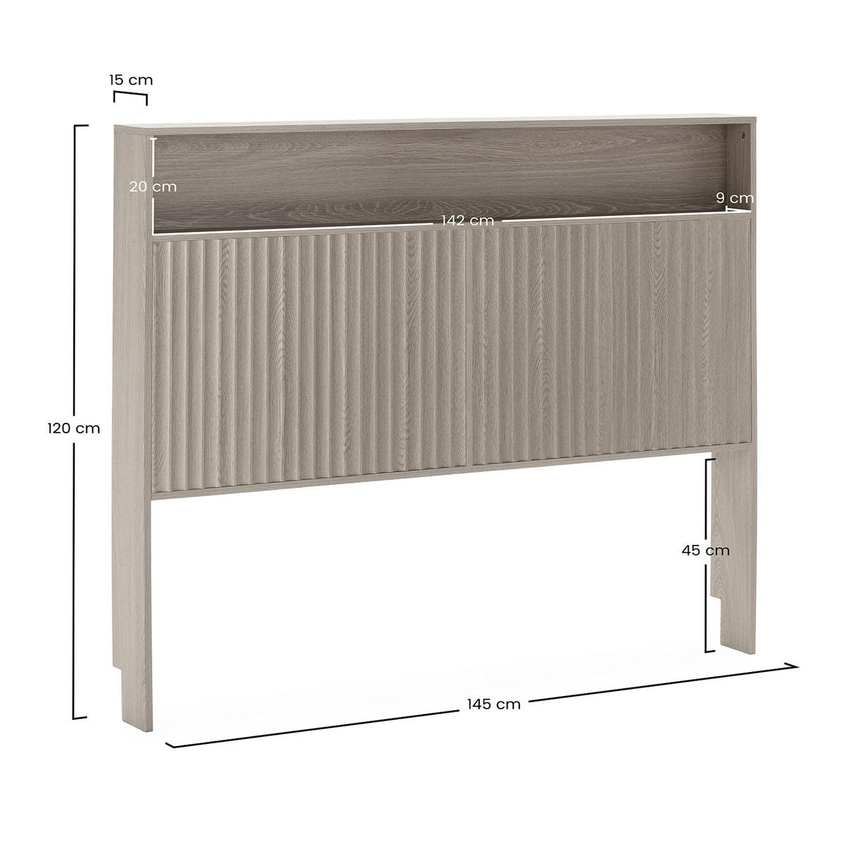 KOPFTEIL Lluvia 145 cm Eichenfarbe - Honigeiche, Holzwerkstoff (15/145/145cm) - VS Venta-stock