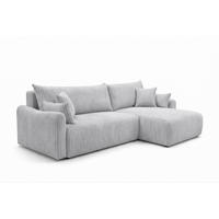 ECKSOFA Mit Schlaffunktion, Cordstoff Tilia, Grau, Rechts, JAPANDI - Grau, Holz (262/145cm) - Kaiser Möbel