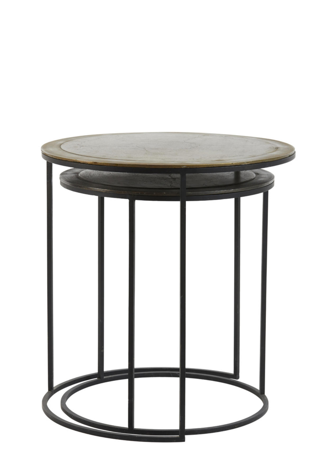 BEISTELLTISCH Talca Bronze Ø49/52 cm 2er-Set - Schwarz/Bronzefarben, Metall (49/49/50.5cm) - Light & Living