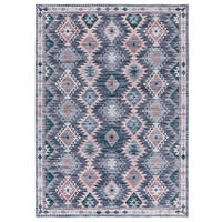 FLACHWEBETEPPICH Blau und Rosa Class 140/200 cm - Blau/Goldfarben, Textil (140/200cm) - Atticgo