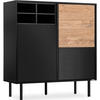 KOMMODE LOFTY Kreuzeinlage, schwarz / Eiche natur - Eichefarben/Schwarz, Holzwerkstoff (102/109/41cm) - KONSIMO®