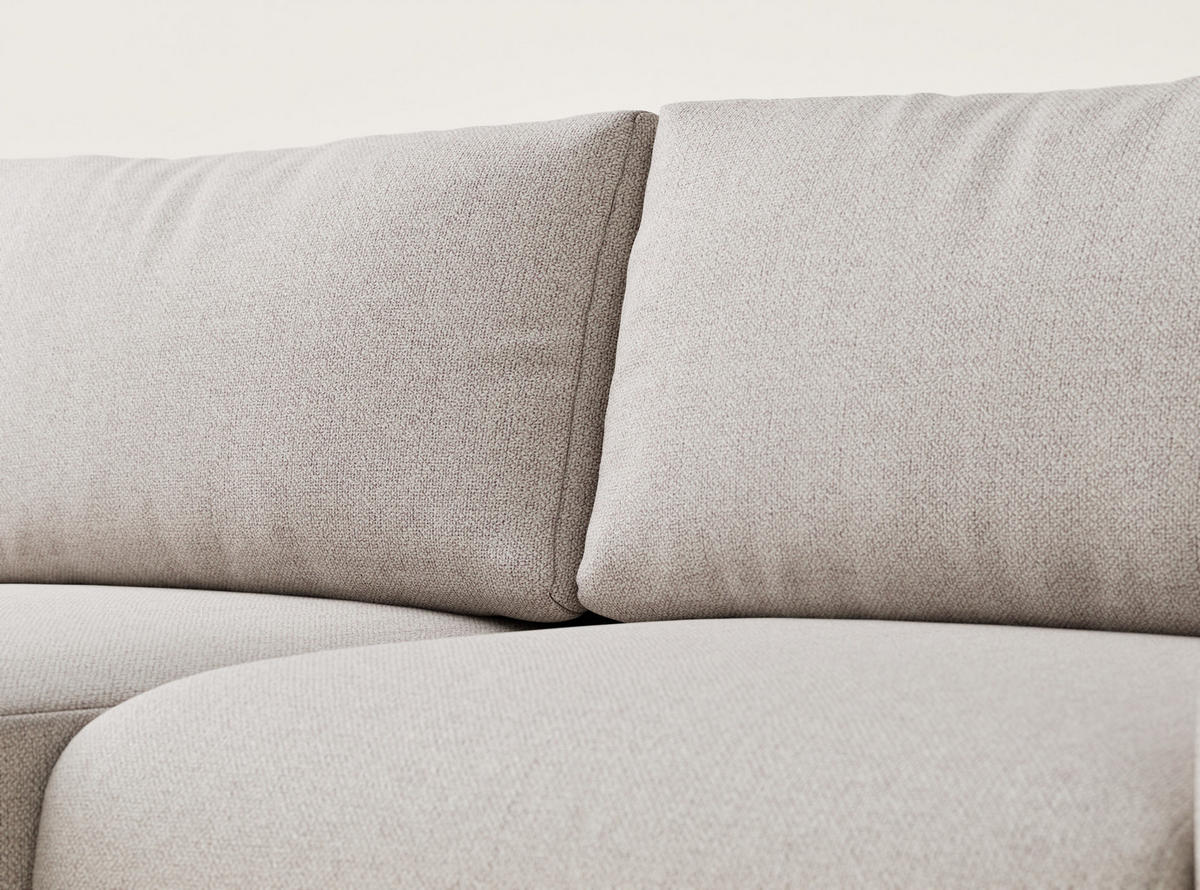 ECKSOFA MIT SCHLAFFUNKTION Numba Hellbeige Webstoff - Beige/Schwarz, Holz/Holzwerkstoff (253/153cm) - Maison de Reve