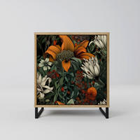SIDEBOARD MIDNIGHT SPROUT, Eichefarben, 57,5x42x67,5 cm, Schwarze Metall-Rahmenfüße - Eichefarben/Multicolor, Holzwerkstoff/Metall (57.5/67.5/42cm) - SpaceRebels