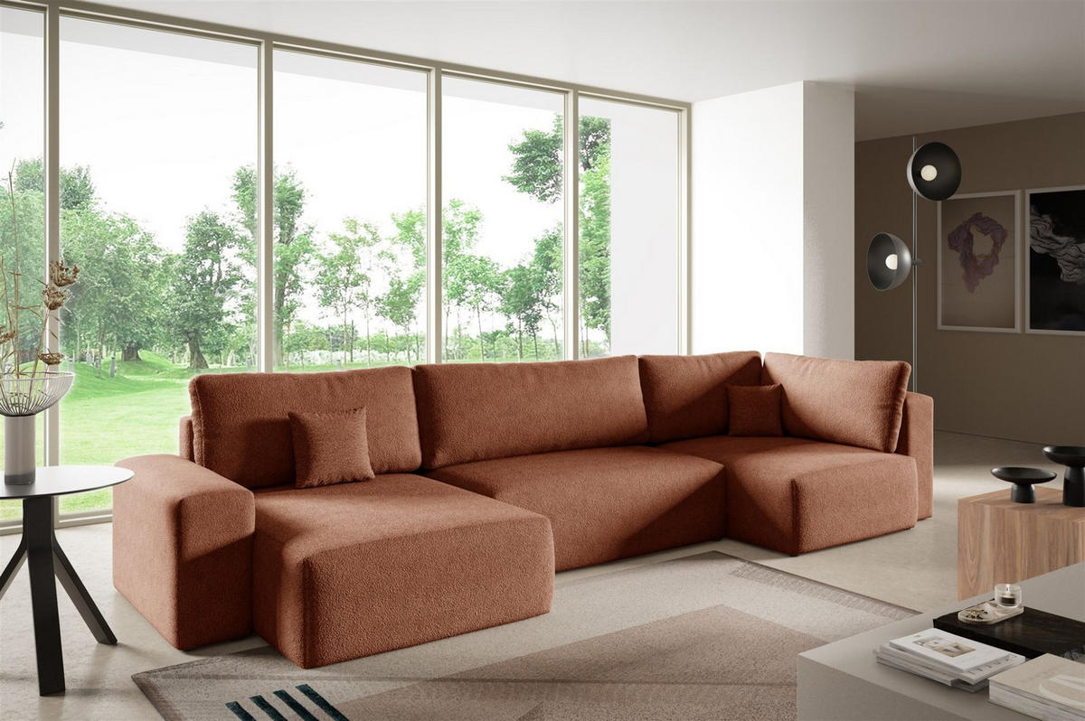 WOHNLANDSCHAFT Arona Xl - Braun, Holzwerkstoff/Textil (148/70/397cm) - Fun Möbel