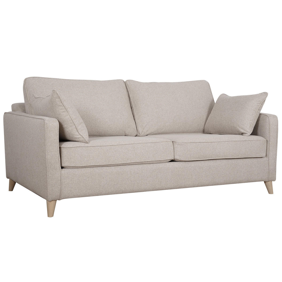 SCHLAFCOUCH Skandinavisch 3-Sitzer Kumingelb Matratze 10cm PAPEL - Beige, Textil (102/77/180cm) - Miliboo