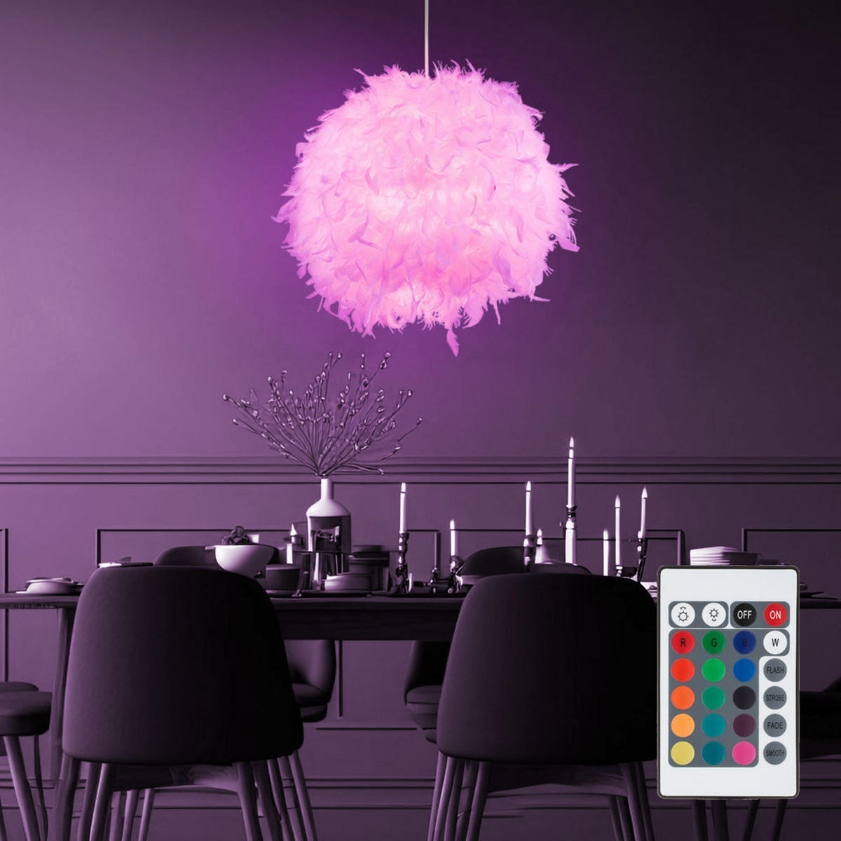 LED HÄNGELEUCHTE Feder Lampenschirm Weiß - Weiß, Kunststoff (35/35/120cm) - Globo Lighting