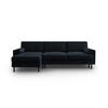 AUSKLAPPBARES-ECKSOFA links mit Container Scott aus Samt dunkelblau 5 Sitzplätze - Dunkelblau, Textil (142/212cm) - Micadoni