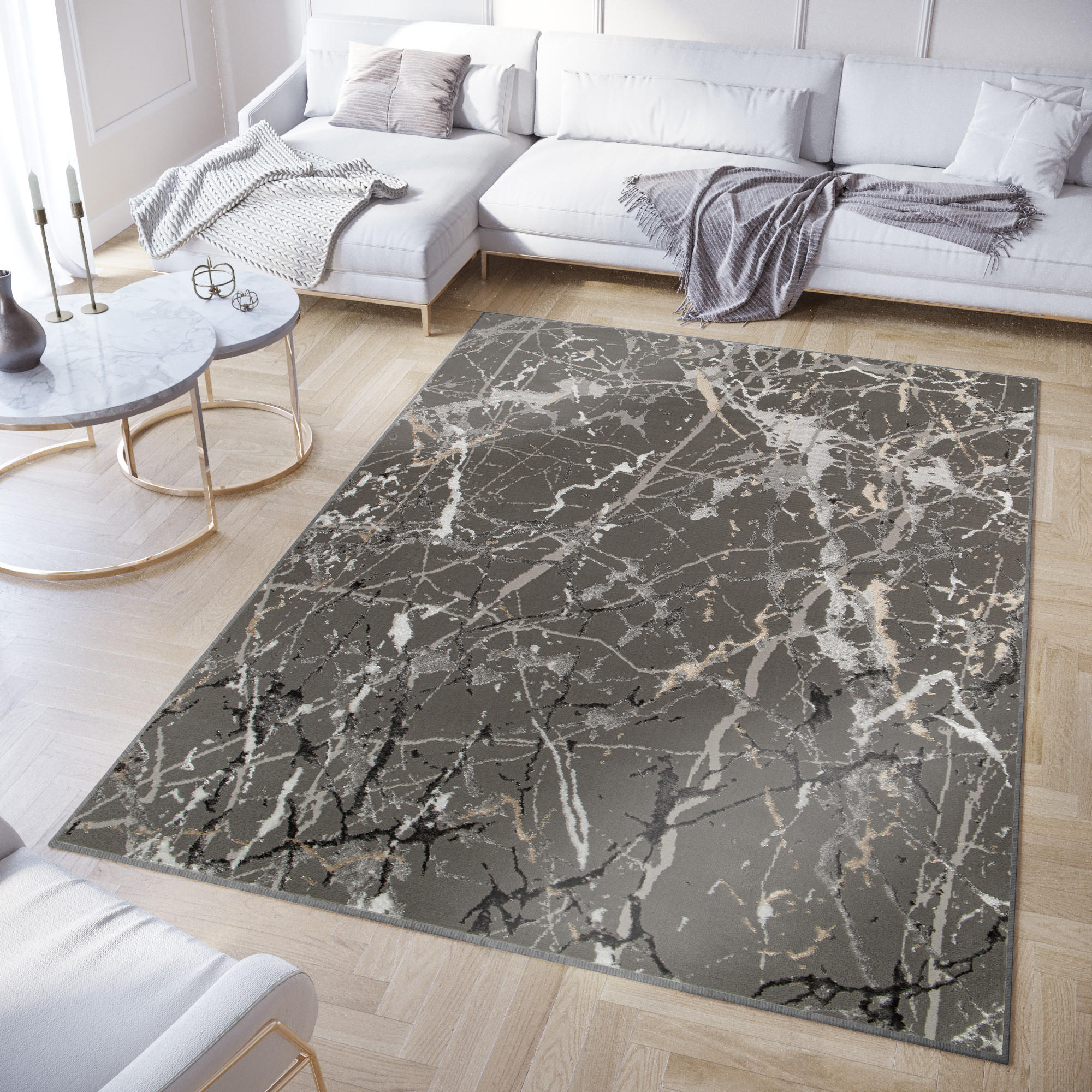 TEPPICH CRYSTAL Dunkelgrau 300/400 cm - Dunkelgrau, Textil (300/400cm) - Tapiso