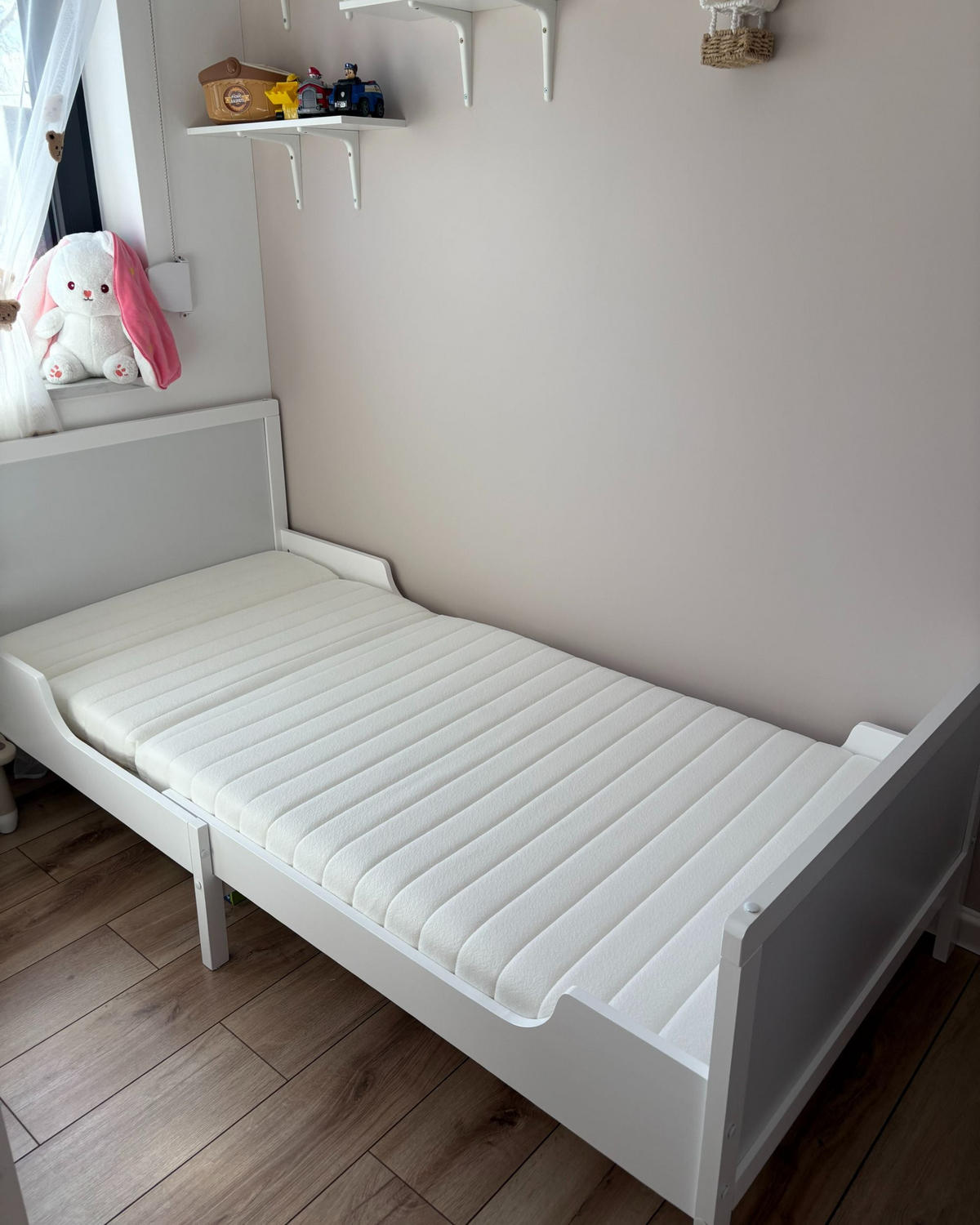 SCHAUMSTOFFMATRATZE für mitwachsendes Bett H2/3 Mittel 90/130/160/200 cm Clever - Weiß, Textil (90/130cm) - Beliani