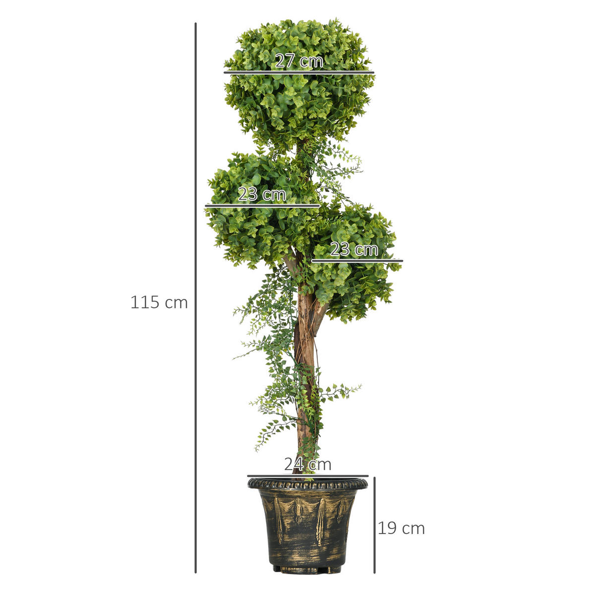 KUNSTBAUM Grün realistisch mit Topf 115 cm - Grün, Kunststoff (115cm) - PANGIVO
