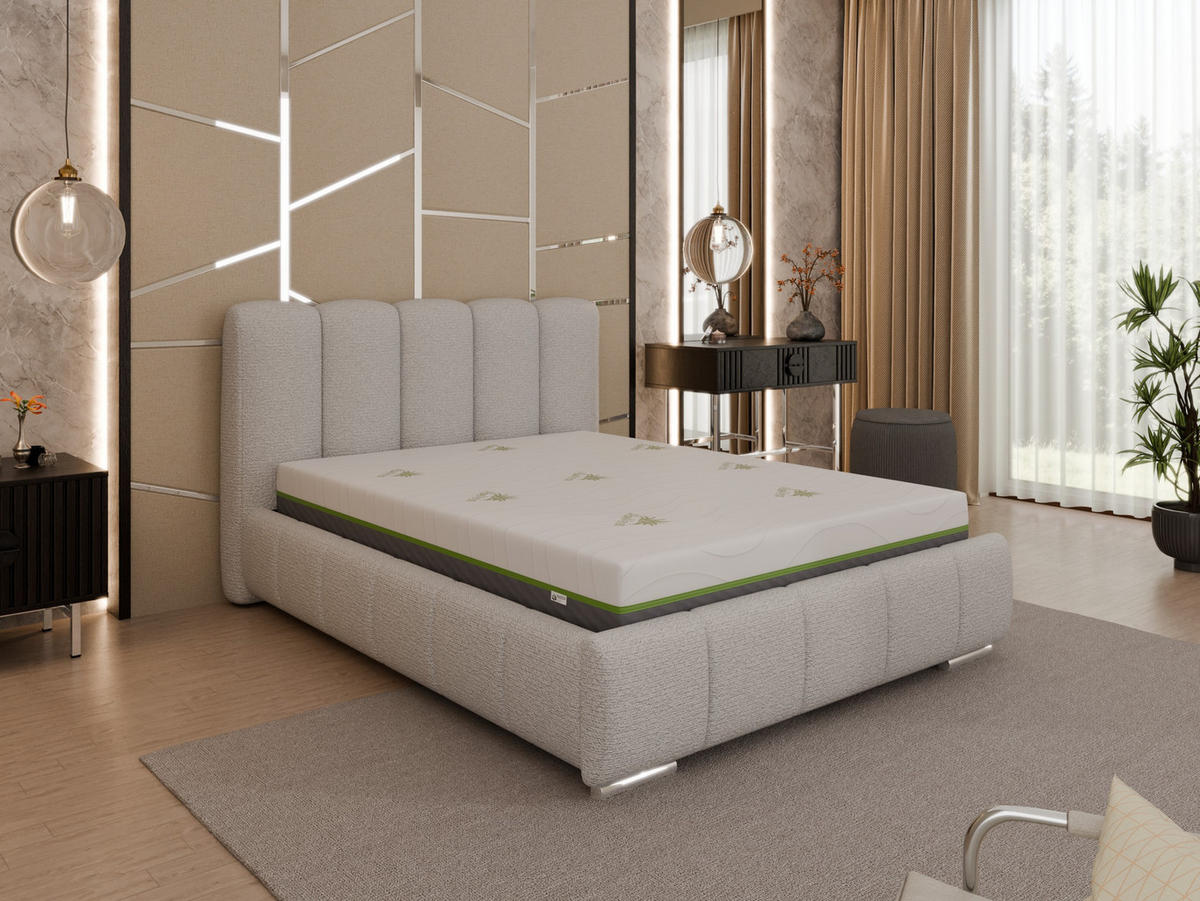 POLSTERBETT Zaira 140 x 200 cm mit Bettkasten und Lattenrost taschenfederkernmatratze mit kokos 21cm - cappuccino - Cappuccino, Holz (140/200cm) - Panda Möbel