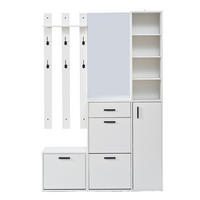 GARDEROBE Schuhschrank Spiegel Haken Wandmontiert Weiß - Weiß, Holzwerkstoff (120/178/30cm) - FLIEKS
