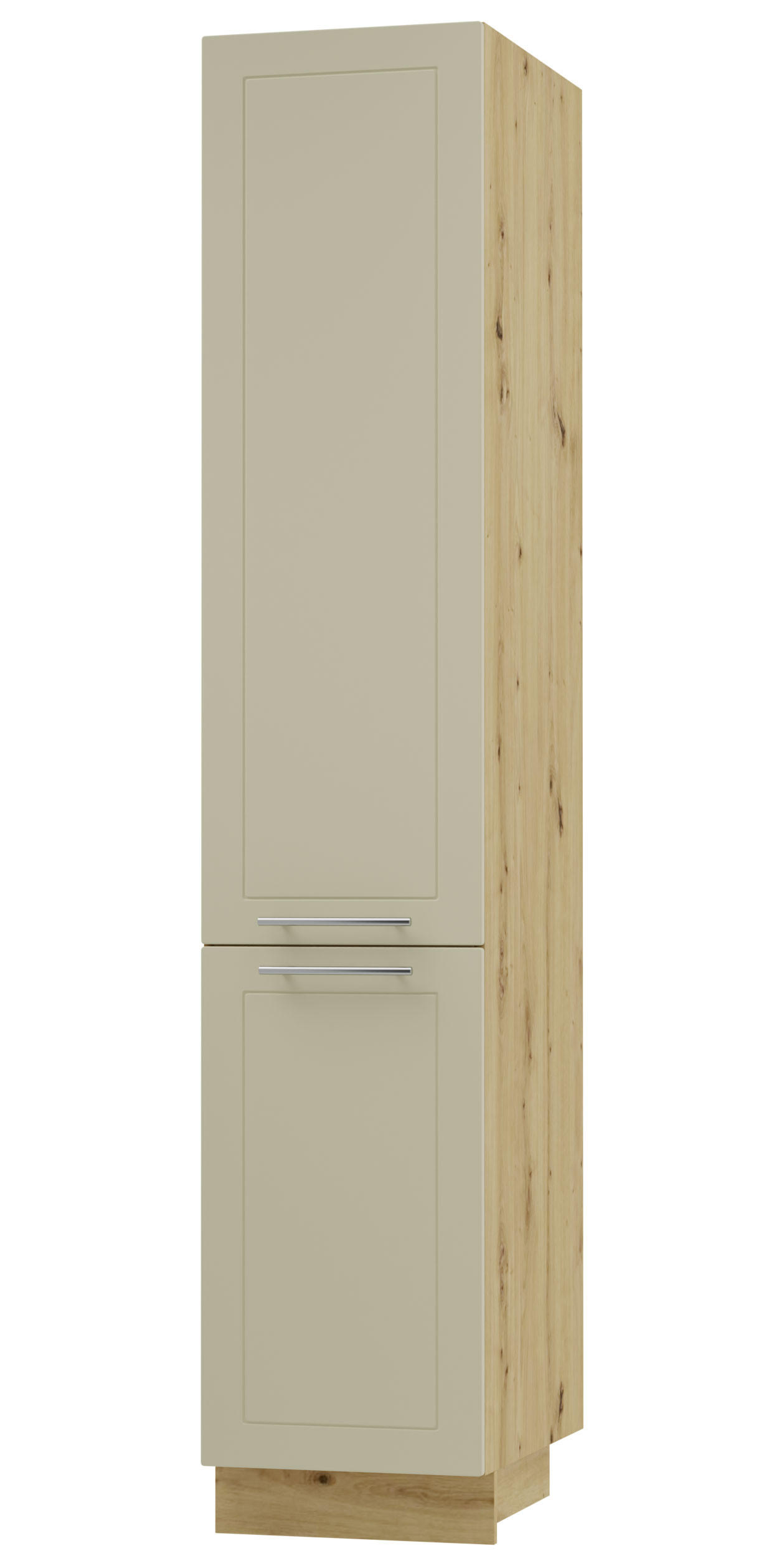 APOTHEKERSCHRANK Kvantum 2D14K/40/kargo Vanille Matt / Eiche Artisan Matt 40 / 59 / 207cm - Creme/Eiche Artisan, Holz/Holzwerkstoff (40/207/59cm) - Feldmann-Wohnen